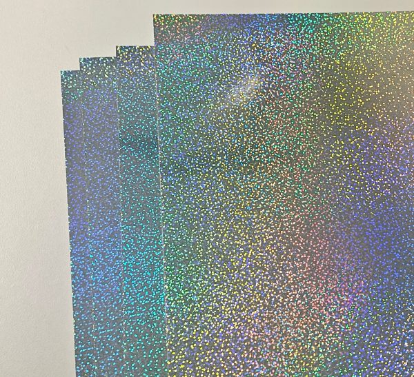 Crescent Creation Rainbow Dots Holographic Cardstock, A4 Pack of 4